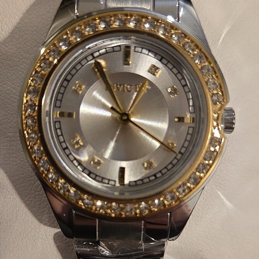 Invicta Silver and Gold Women's Watch with Crystal Accents